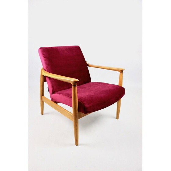 Image 1 of Vintage Burgundy Gfm-064 fluwelen fauteuil van Edmund Homa, 1970