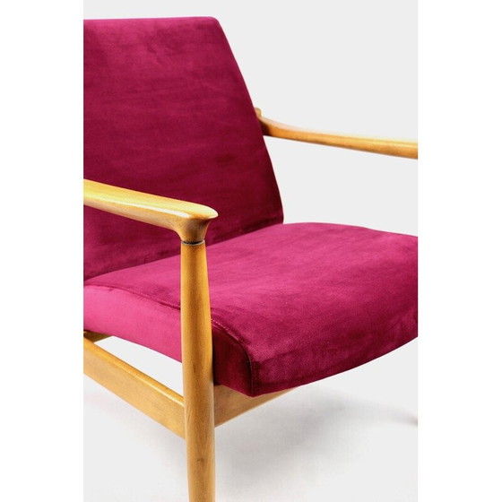 Image 1 of Vintage Burgundy Gfm-064 fluwelen fauteuil van Edmund Homa, 1970