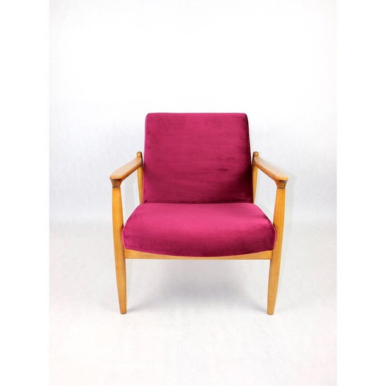 Image 1 of Vintage Burgundy Gfm-064 fluwelen fauteuil van Edmund Homa, 1970