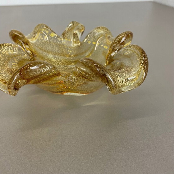 Image 1 of Vintage glazen schaal asbak in Murano goud glas van Barovier en Toso, Italië 1970