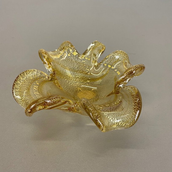 Image 1 of Vintage glazen schaal asbak in Murano goud glas van Barovier en Toso, Italië 1970