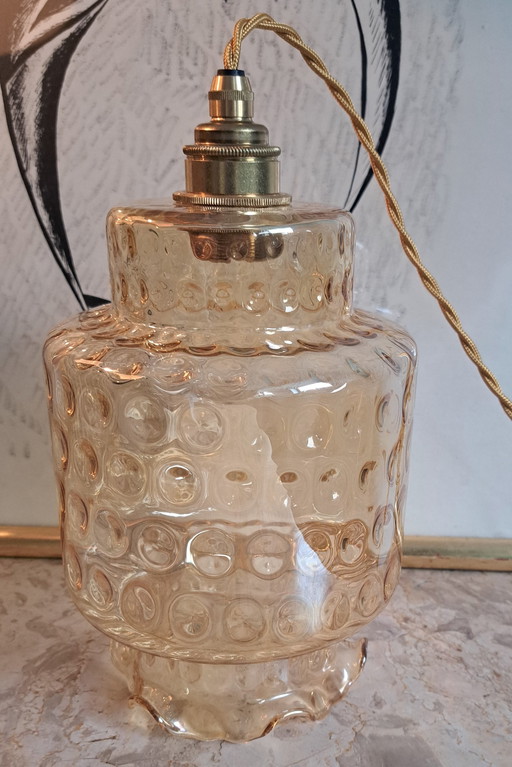 Vintage Goudkleurig Glazen Hanglamp