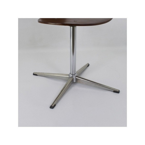 Image 1 of Vintage rozenhout en verchroomd metalen draaistoel, 1950