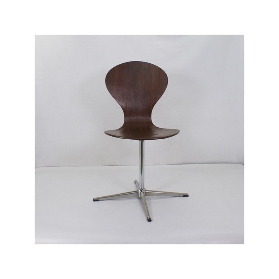 Image 1 of Vintage rozenhout en verchroomd metalen draaistoel, 1950