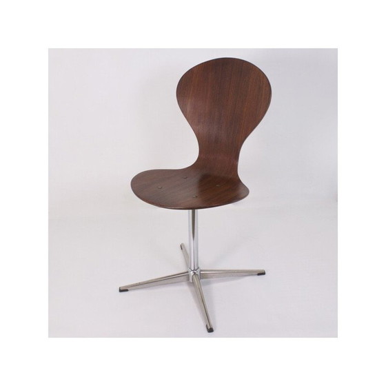 Image 1 of Vintage rozenhout en verchroomd metalen draaistoel, 1950