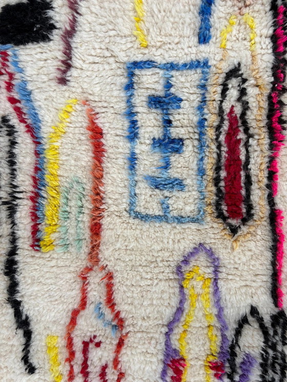 Image 1 of Kleurrijk Marokkaans Beni Ourain Wollen Vloerkleed 200x290 cm