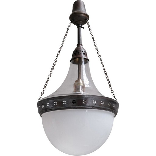 Vintage tweekleurige hanglamp, Frankrijk 1910