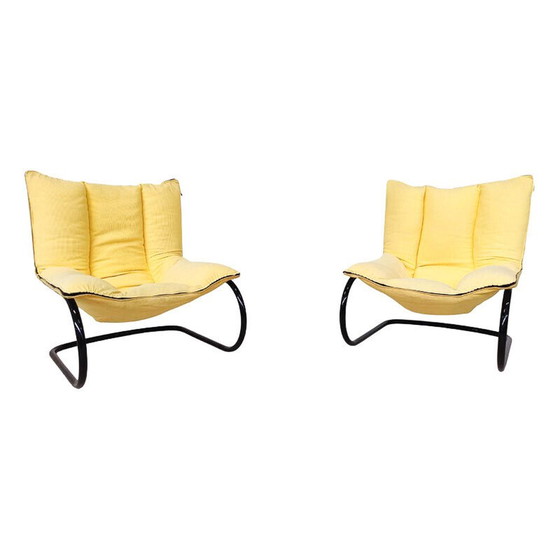 Image 1 of Paar vintage stoffen fauteuils, Italië 1970