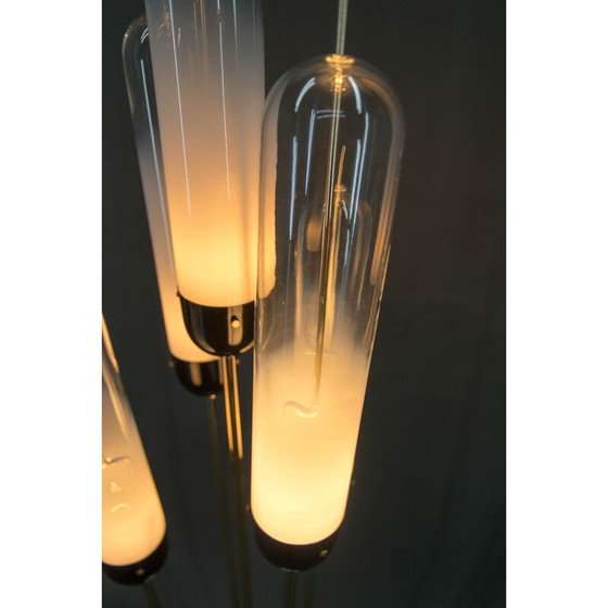 Image 1 of Vloerlamp van riet in Murano glas en metaal van Mazzega, Italië 1970