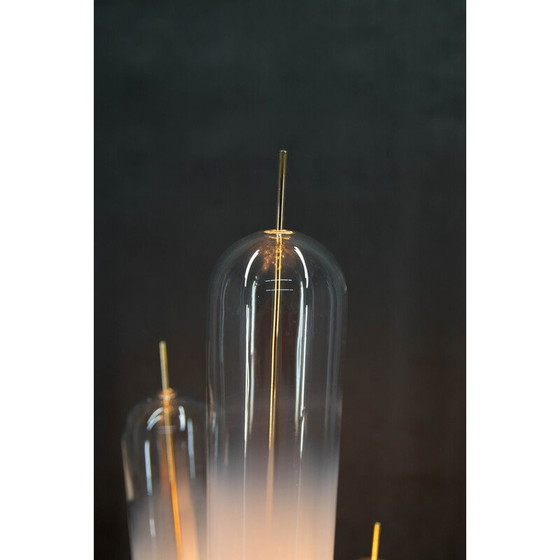 Image 1 of Vloerlamp van riet in Murano glas en metaal van Mazzega, Italië 1970