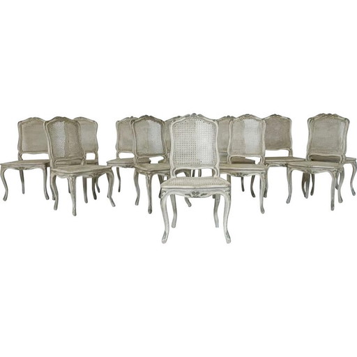 Set van 12 vintage rieten stoelen, België 2000