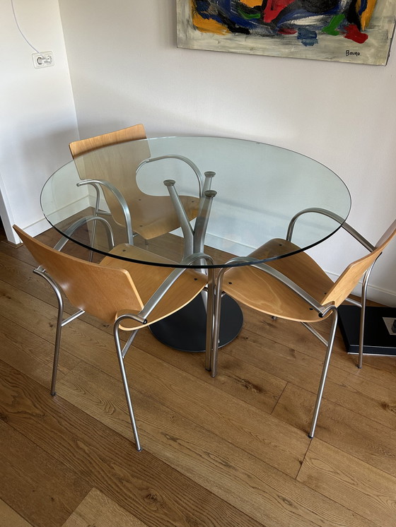 Image 1 of Rolf Benz 120 Cm Ronde Glazen Eetkamertafel