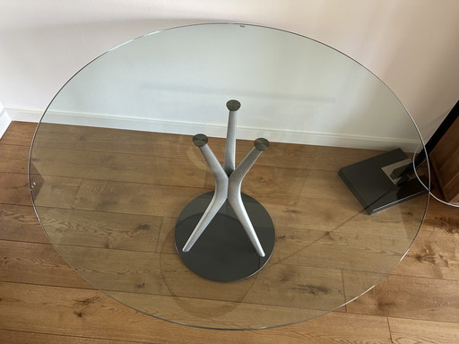 Rolf Benz 120 Cm Ronde Glazen Eetkamertafel