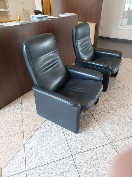 2 x De Sede DS50 Fauteuil Zwart 1970's