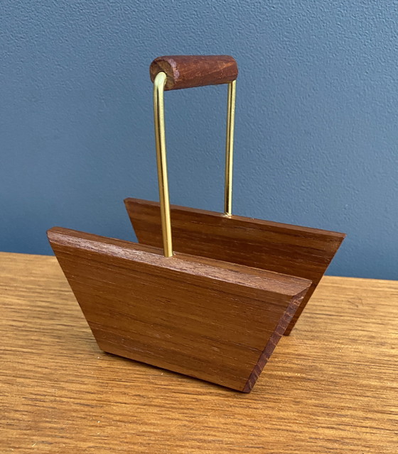 Image 1 of Teakhouten servethouder 1960S