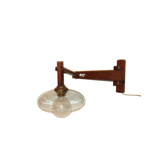 Image 1 of Vintage wandlamp in eikenhout en glas, 1960