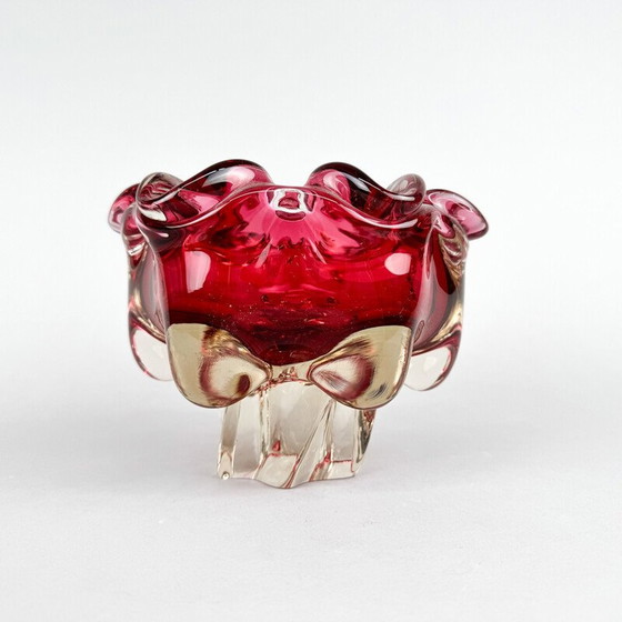 Image 1 of Vintage Art glazen kom van Josef Hospodka voor Chribska Glassworks, jaren 1960