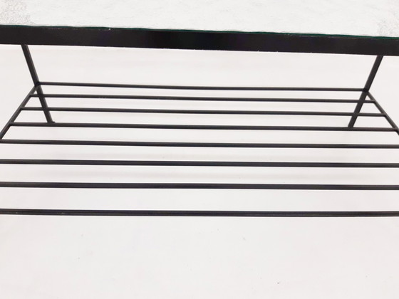 Image 1 of Mid-century moderne minimalistische salontafel van metaal en glas