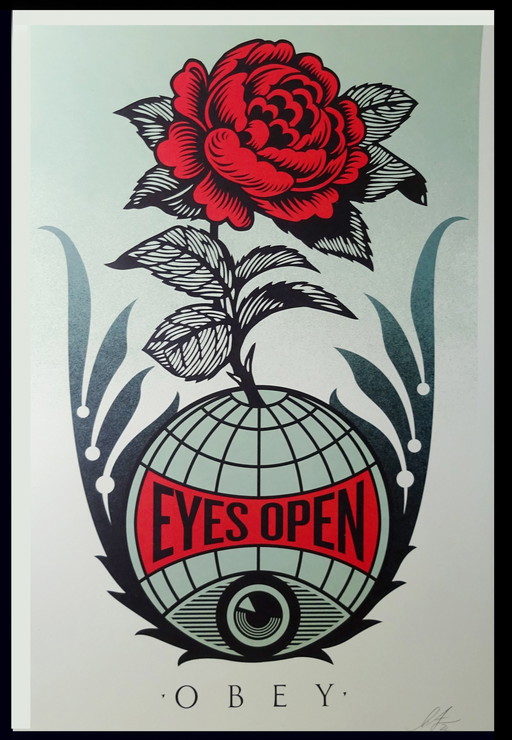 Shepard Fairey ( Obey ) Offset Lithografie - Eyes Open -Handgesigneerd 