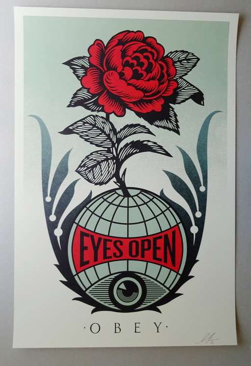 Shepard Fairey ( Obey ) Offset Lithografie - Eyes Open -Handgesigneerd 