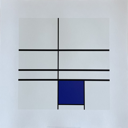 Piet Modrian (1872-1944), Compositie met blauw, 1935, Copyright MondrianHoltzman Trust, Gedrukt in Italië