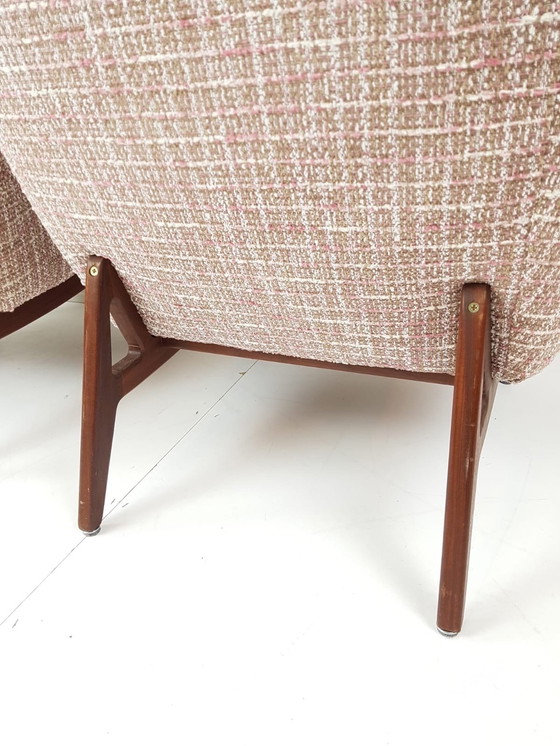 Image 1 of 2 Vintage Bovenkamp Fauteuils Nieuw Gestoffeerd Roze Teak