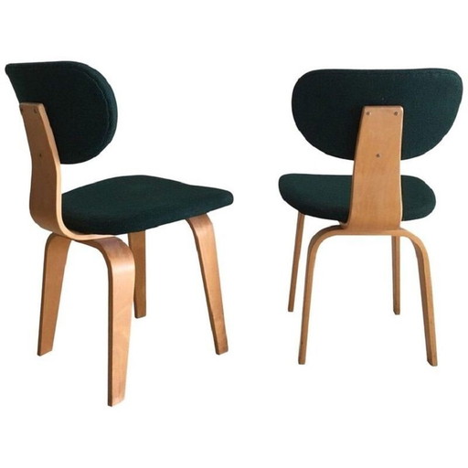 Paar vintage berken en multiplex stoelen van Cees Braakman voor Pastoe, 1950