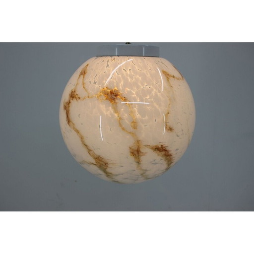 Paar vintage glazen hanglampen van Kamenicky Senov, Tsjecho-Slowakije 1970