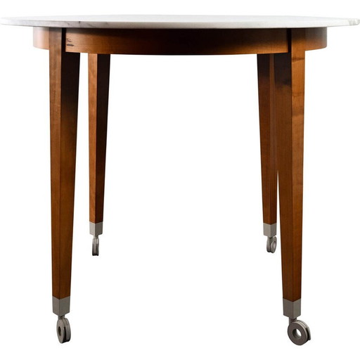 Vintage Neoz hoge tafel in mahonie gebeitst kersenhout en wit Carrara marmer van Philippe Starck, 1990