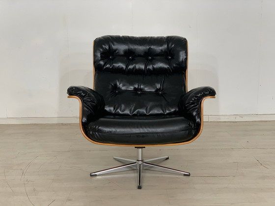 Image 1 of Martin stoll stoel fauteuil draaistoel leer vintage