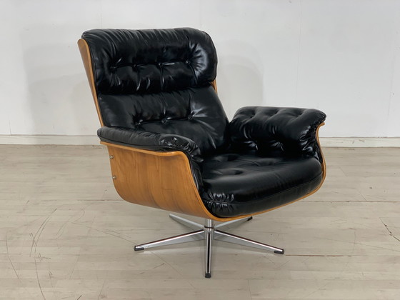 Image 1 of Martin stoll stoel fauteuil draaistoel leer vintage