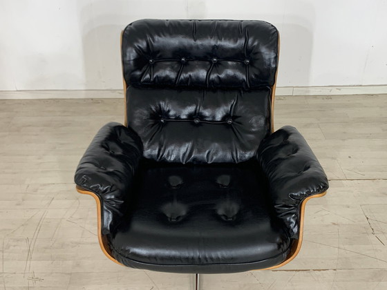 Image 1 of Martin stoll stoel fauteuil draaistoel leer vintage