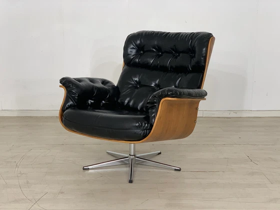 Image 1 of Martin stoll stoel fauteuil draaistoel leer vintage