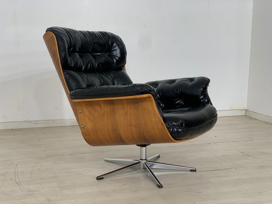 Image 1 of Martin stoll stoel fauteuil draaistoel leer vintage