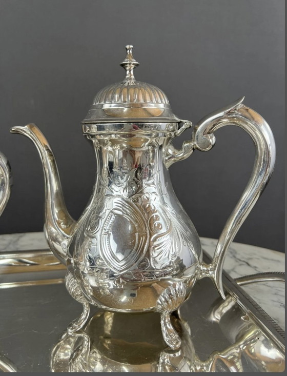 Image 1 of Vintage zilver metalen koffie servies