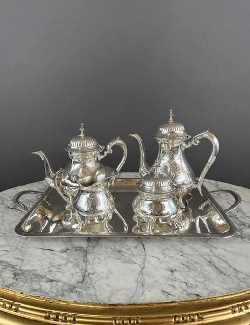 Vintage zilver metalen koffie servies