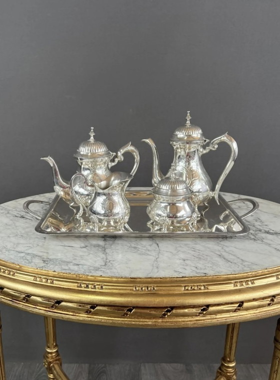 Image 1 of Vintage zilver metalen koffie servies