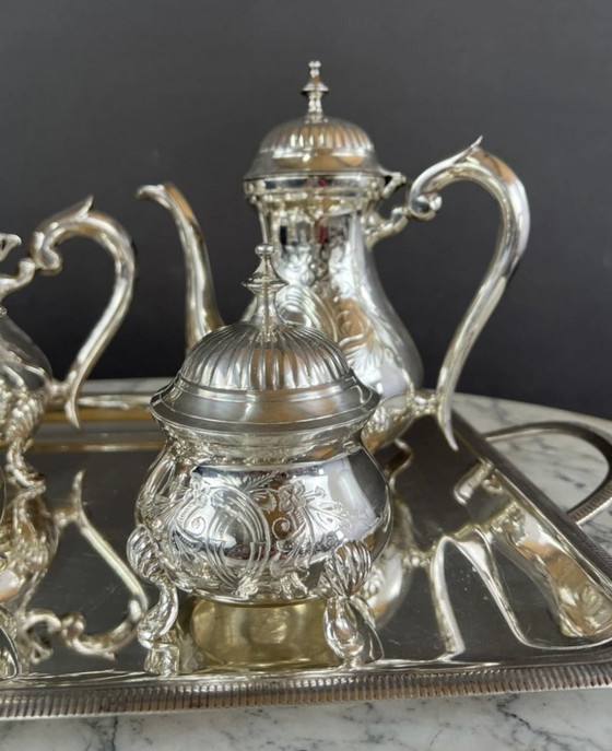 Image 1 of Vintage zilver metalen koffie servies