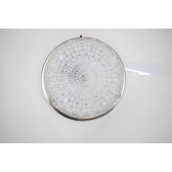 Image 1 of Vintage plafondlamp van chroomstaal en glas door Pokrok Žilina, Tsjecho-Slowakije 1970