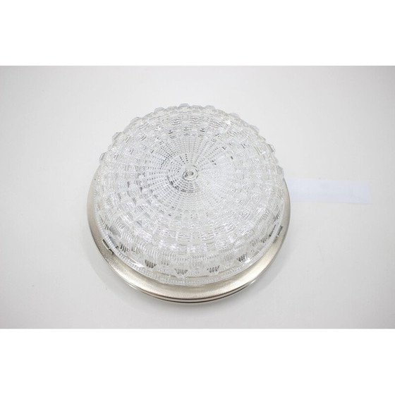 Image 1 of Vintage plafondlamp van chroomstaal en glas door Pokrok Žilina, Tsjecho-Slowakije 1970