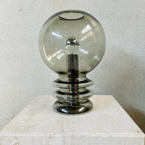 Hand Geblazen "Bulb Moon" Design Tafellamp Glashütte Limburg, 1960