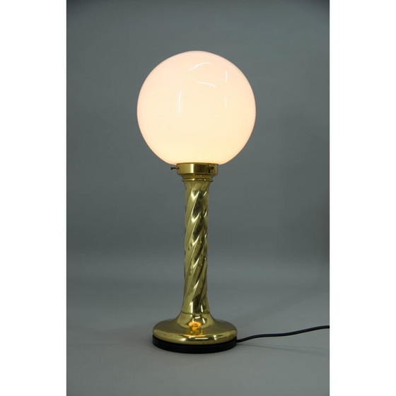 Image 1 of Vintage messing en opaline glazen tafellamp, Duitsland 1970