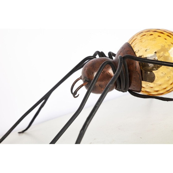 Image 1 of Vintage wandlamp van metaal en glas met spin-look, 1970