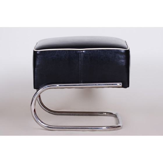 Image 1 of Vintage fauteuil met zwart voetenbankje van Mucke Melder, Tsjecho-Slowakije 1930