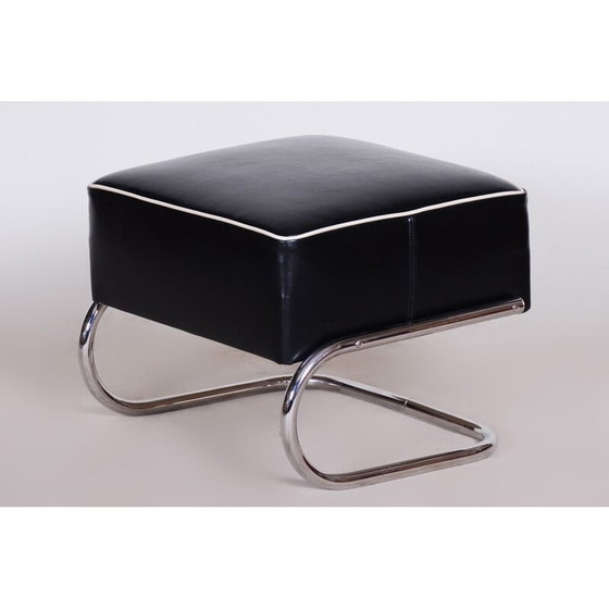 Image 1 of Vintage fauteuil met zwart voetenbankje van Mucke Melder, Tsjecho-Slowakije 1930