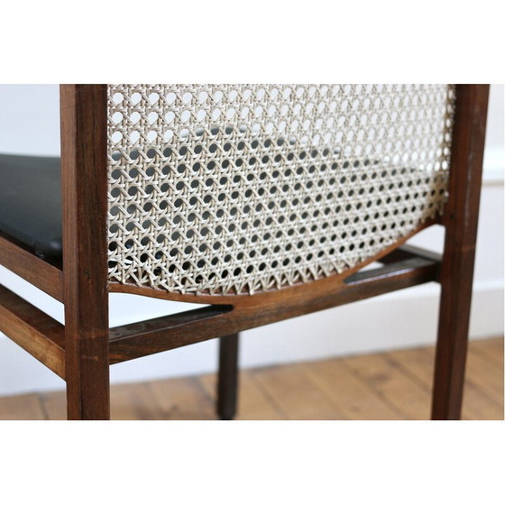 Image 1 of Set van 6 vintage stoelen van rozenhout en riet van Tito Agnoli voor La Linea, 1960