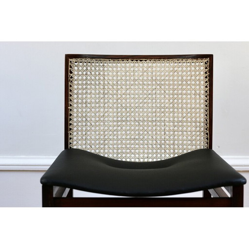 Set van 6 vintage stoelen van rozenhout en riet van Tito Agnoli voor La Linea, 1960
