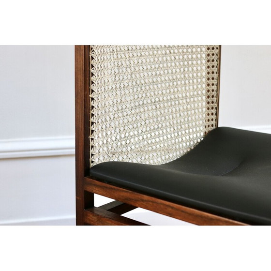 Image 1 of Set van 6 vintage stoelen van rozenhout en riet van Tito Agnoli voor La Linea, 1960