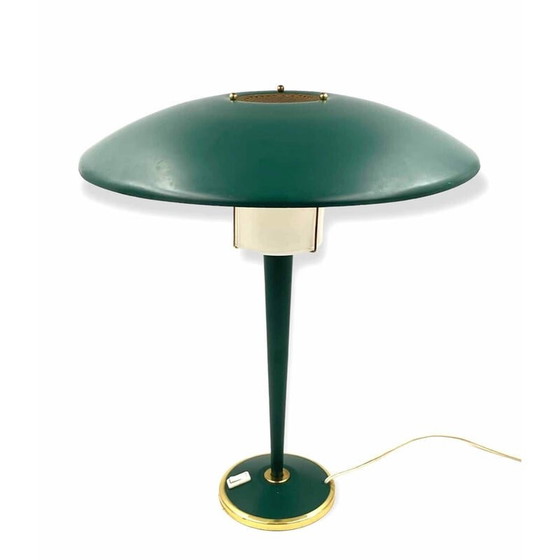 Image 1 of Vintage petrol groene tafellamp, Frankrijk 1960
