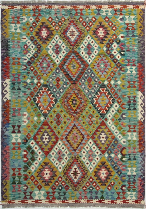 Originele oude stijl Kelim Afghan 247 X 178 Cm Topconditie